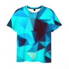 Мужская футболка 3D с принтом abstraction blue в Кировске, 100% полиэфир | прямой крой, круглый вырез горловины, длина до линии бедер | Тематика изображения на принте: 