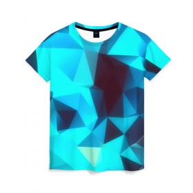 Женская футболка 3D с принтом abstraction blue в Кировске, 100% полиэфир ( синтетическое хлопкоподобное полотно) | прямой крой, круглый вырез горловины, длина до линии бедер | 