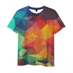 Мужская футболка 3D с принтом Цветные полигоны в Кировске, 100% полиэфир | прямой крой, круглый вырез горловины, длина до линии бедер | абстракция | бумага | геометрия | грани | изгиб | линии | оптические | полигоны | полосы | постель | розовый | сочетания | текстура | треугольники