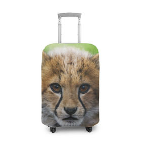 Чехол для чемодана 3D с принтом Котёнок гепарда в Кировске, 86% полиэфир, 14% спандекс | двустороннее нанесение принта, прорези для ручек и колес | гепард | дикая кошка | котёнок | кошка | лев | природа | тигр | хищник | ягуар
