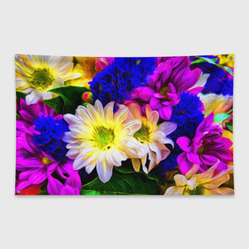 Флаг-баннер с принтом Райские цветы в Кировске, 100% полиэстер | размер 67 х 109 см, плотность ткани — 95 г/м2; по краям флага есть четыре люверса для крепления | color | колорит | лепестки | цвет | цветок | цветочки | цветы