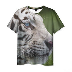 Мужская футболка 3D с принтом Белый тигр в Кировске, 100% полиэфир | прямой крой, круглый вырез горловины, длина до линии бедер | абессинкая | домашние | животные | кот | котенок | кошка | порода | сиамская | тигр | хищник
