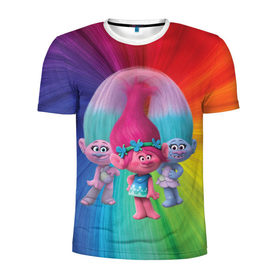 Мужская футболка 3D спортивная с принтом Тролли в Кировске, 100% полиэстер с улучшенными характеристиками | приталенный силуэт, круглая горловина, широкие плечи, сужается к линии бедра | princess poppy | troll poppy | troll satin and chenille | trolls | розочка | сатинка и синелька | тролли | цветан