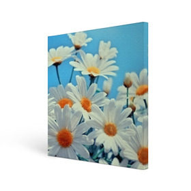 Холст квадратный с принтом Ромашки в Кировске, 100% ПВХ |  | flower | цветы