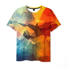 Мужская футболка 3D с принтом Столкновение полигонов в Кировске, 100% полиэфир | прямой крой, круглый вырез горловины, длина до линии бедер | 