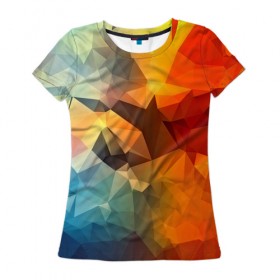Женская футболка 3D с принтом Столкновение полигонов в Кировске, 100% полиэфир ( синтетическое хлопкоподобное полотно) | прямой крой, круглый вырез горловины, длина до линии бедер | 