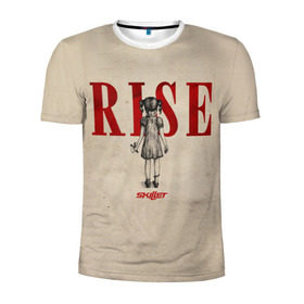 Мужская футболка 3D спортивная с принтом Rise в Кировске, 100% полиэстер с улучшенными характеристиками | приталенный силуэт, круглая горловина, широкие плечи, сужается к линии бедра | skillet