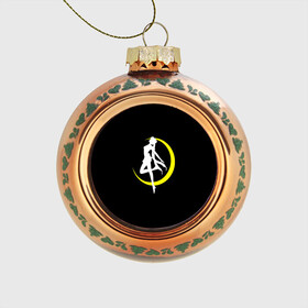 Стеклянный ёлочный шар с принтом Сейлор Мун в Кировске, Стекло | Диаметр: 80 мм | logo | moon | девушка | детство | желтый | луна | мультик | мультики | черный