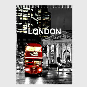 Скетчбук с принтом Улицы Лондона в Кировске, 100% бумага
 | 48 листов, плотность листов — 100 г/м2, плотность картонной обложки — 250 г/м2. Листы скреплены сверху удобной пружинной спиралью | Тематика изображения на принте: bus | city | england | evening | lights | london | night | street | two storey | united kingdom | автобус | англия | великобритания | вечер | город | двухэтажный | лондон | ночь | огни | улица
