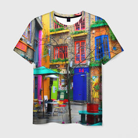 Мужская футболка 3D с принтом Улицы Лондона в Кировске, 100% полиэфир | прямой крой, круглый вырез горловины, длина до линии бедер | Тематика изображения на принте: bright | city | color | courtyard | england | london | paint | street | united kingdom | англия | великобритания | город | дворик | краски | лондон | улица | цвет | яркие