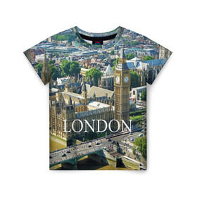 Детская футболка 3D с принтом Улицы Лондона в Кировске, 100% гипоаллергенный полиэфир | прямой крой, круглый вырез горловины, длина до линии бедер, чуть спущенное плечо, ткань немного тянется | Тематика изображения на принте: city | england | london | united kingdom | англия | великобритания | город | лондон