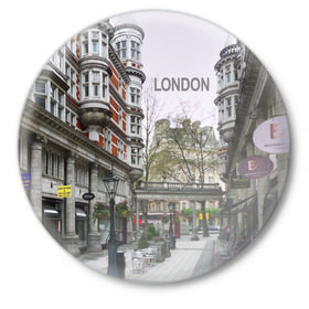 Значок с принтом Улицы Лондона в Кировске,  металл | круглая форма, металлическая застежка в виде булавки | boulevard | city | england | london | street | united kingdom | англия | бульвар | великобритания | город | лондон | улица