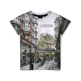 Детская футболка 3D с принтом Улицы Лондона в Кировске, 100% гипоаллергенный полиэфир | прямой крой, круглый вырез горловины, длина до линии бедер, чуть спущенное плечо, ткань немного тянется | Тематика изображения на принте: boulevard | city | england | london | street | united kingdom | англия | бульвар | великобритания | город | лондон | улица