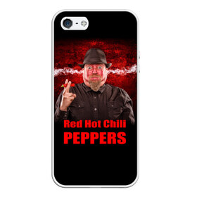 Чехол для iPhone 5/5S матовый с принтом Red Hot Chili Peppers в Кировске, Силикон | Область печати: задняя сторона чехла, без боковых панелей | Тематика изображения на принте: звезда | красный | кумир | музыка | перец | рок | рок группа | хит