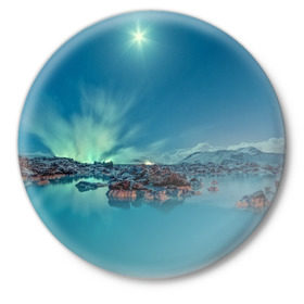 Значок с принтом Сибирь в Кировске,  металл | круглая форма, металлическая застежка в виде булавки | море | пейзаж