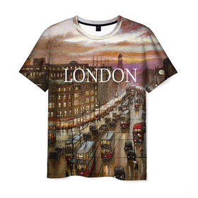 Мужская футболка 3D с принтом Улицы Лондона в Кировске, 100% полиэфир | прямой крой, круглый вырез горловины, длина до линии бедер | Тематика изображения на принте: city | england | london | united kingdom | англия | великобритания | город | лондон | ночь | огни | улица