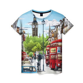Женская футболка 3D с принтом Улицы Лондона в Кировске, 100% полиэфир ( синтетическое хлопкоподобное полотно) | прямой крой, круглый вырез горловины, длина до линии бедер | Тематика изображения на принте: city | england | london | united kingdom | англия | великобритания | город | лондон
