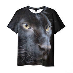 Мужская футболка 3D с принтом Черная пантера в Кировске, 100% полиэфир | прямой крой, круглый вырез горловины, длина до линии бедер | животные | кис | киска | кот | котенок | котик | кошечка | кошка | пантера | рысь | тигр | хищник