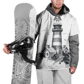 Накидка на куртку 3D с принтом Маяк в Кировске, 100% полиэстер |  | вмф | карандаш | маяк | море | моряк | речник | флот