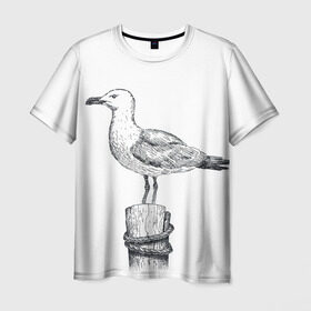 Мужская футболка 3D с принтом Чайка в Кировске, 100% полиэфир | прямой крой, круглый вырез горловины, длина до линии бедер | вмф | море | моряк | речник | флот | чайка
