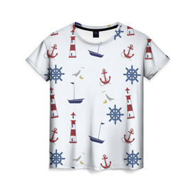Женская футболка 3D с принтом Речник в Кировске, 100% полиэфир ( синтетическое хлопкоподобное полотно) | прямой крой, круглый вырез горловины, длина до линии бедер | вода | маяк | море | флот | якорь