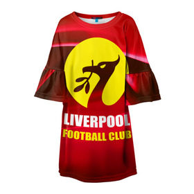 Детское платье 3D с принтом Liverpool в Кировске, 100% полиэстер | прямой силуэт, чуть расширенный к низу. Круглая горловина, на рукавах — воланы | football | англия | ливерпуль | премьер лига | фанат | футбол | футболист