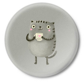 Значок с принтом Cat Love Kill в Кировске,  металл | круглая форма, металлическая застежка в виде булавки | Тематика изображения на принте: animal | beast | cat | feline | kill | kitty | love | meow | взгляд | животное | зверь | кот | котенок | котик | кофе | кошка | любовь | мяу | чай