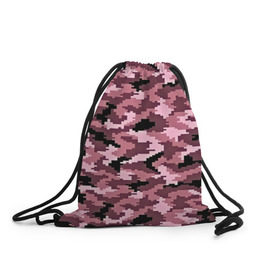 Рюкзак-мешок 3D с принтом Розовый камуфляж в Кировске, 100% полиэстер | плотность ткани — 200 г/м2, размер — 35 х 45 см; лямки — толстые шнурки, застежка на шнуровке, без карманов и подкладки | пиксельный
