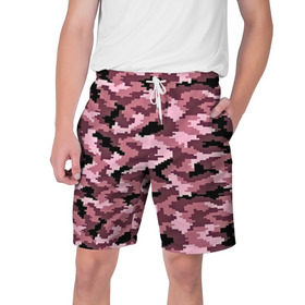 Мужские шорты 3D с принтом Розовый камуфляж в Кировске,  полиэстер 100% | прямой крой, два кармана без застежек по бокам. Мягкая трикотажная резинка на поясе, внутри которой широкие завязки. Длина чуть выше колен | пиксельный