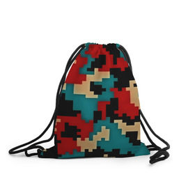 Рюкзак-мешок 3D с принтом Camouflage в Кировске, 100% полиэстер | плотность ткани — 200 г/м2, размер — 35 х 45 см; лямки — толстые шнурки, застежка на шнуровке, без карманов и подкладки | камуфляж | пиксельный | разноцветный