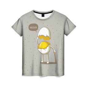 Женская футболка 3D с принтом Яйцо приветствует в Кировске, 100% полиэфир ( синтетическое хлопкоподобное полотно) | прямой крой, круглый вырез горловины, длина до линии бедер | cook | eat | egg | food | funny | hello | smile | еда | кухня | повар | привет | прикол | смайл | улыбка | яйцо