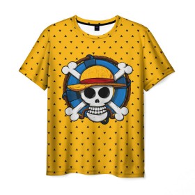 Мужская футболка 3D с принтом One Pirate в Кировске, 100% полиэфир | прямой крой, круглый вырез горловины, длина до линии бедер | Тематика изображения на принте: bone | jack | luffy | ocean | one piece | pirate | sea | skull | treasure | большой куш | брук | джек | клад | луффи | море | нами | океан | пират | робин | санджи | сокровище | флаг | франки | череп