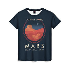 Женская футболка 3D с принтом Mars Adventure Camp в Кировске, 100% полиэфир ( синтетическое хлопкоподобное полотно) | прямой крой, круглый вырез горловины, длина до линии бедер | cosmos | earth | galaxy | mars | moon | planet | space | stars | вселенная | галактика | звезды | земля | космос | луна | марс | планета