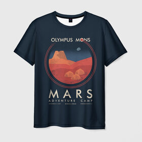 Мужская футболка 3D с принтом Mars Adventure Camp в Кировске, 100% полиэфир | прямой крой, круглый вырез горловины, длина до линии бедер | Тематика изображения на принте: cosmos | earth | galaxy | mars | moon | planet | space | stars | вселенная | галактика | звезды | земля | космос | луна | марс | планета