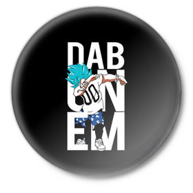 Значок с принтом Super God Dab в Кировске,  металл | круглая форма, металлическая застежка в виде булавки | anime | dragon ball | god | saiyan | драгонболл | дракон | жемчуг