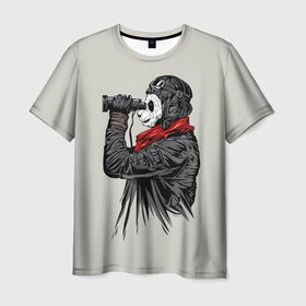 Мужская футболка 3D с принтом Панда танкист в Кировске, 100% полиэфир | прямой крой, круглый вырез горловины, длина до линии бедер | animal | bear | beast | panda | tank | war | война | животное | зверь | игра | медведь | панда | танк