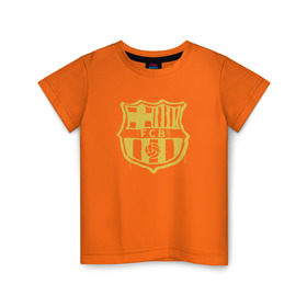 Детская футболка хлопок с принтом FC Barcelona - Yellow Paint (Оригинальный стиль,рисунок краской) в Кировске, 100% хлопок | круглый вырез горловины, полуприлегающий силуэт, длина до линии бедер | barca | barcelona | fcb | барселона | футбол
