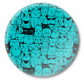 Значок с принтом Котейки 4 в Кировске,  металл | круглая форма, металлическая застежка в виде булавки | котейки | коты | кошки