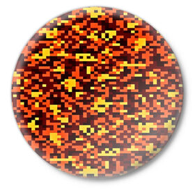 Значок с принтом Пиксели в Кировске,  металл | круглая форма, металлическая застежка в виде булавки | Тематика изображения на принте: камуфляж | пиксели