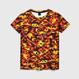 Женская футболка 3D с принтом Пиксели в Кировске, 100% полиэфир ( синтетическое хлопкоподобное полотно) | прямой крой, круглый вырез горловины, длина до линии бедер | камуфляж | пиксели