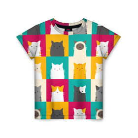 Детская футболка 3D с принтом Котейки 3 в Кировске, 100% гипоаллергенный полиэфир | прямой крой, круглый вырез горловины, длина до линии бедер, чуть спущенное плечо, ткань немного тянется | котейки | коты | кошки