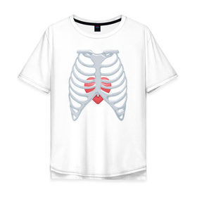 Мужская футболка хлопок Oversize с принтом Сердце в груди в Кировске, 100% хлопок | свободный крой, круглый ворот, “спинка” длиннее передней части | анатомия