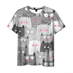 Мужская футболка 3D с принтом Котейки 2 в Кировске, 100% полиэфир | прямой крой, круглый вырез горловины, длина до линии бедер | котейки | коты | кошки