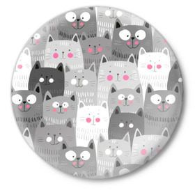 Значок с принтом Котейки 2 в Кировске,  металл | круглая форма, металлическая застежка в виде булавки | котейки | коты | кошки