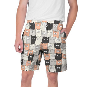 Мужские шорты 3D с принтом Котики в Кировске,  полиэстер 100% | прямой крой, два кармана без застежек по бокам. Мягкая трикотажная резинка на поясе, внутри которой широкие завязки. Длина чуть выше колен | котейки | коты | кошки