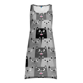 Платье-майка 3D с принтом Котейки в Кировске, 100% полиэстер | полуприлегающий силуэт, широкие бретели, круглый вырез горловины, удлиненный подол сзади. | котейки | коты | кошки