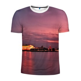 Мужская футболка 3D спортивная с принтом Санкт-Петербург в Кировске, 100% полиэстер с улучшенными характеристиками | приталенный силуэт, круглая горловина, широкие плечи, сужается к линии бедра | город | пейзаж