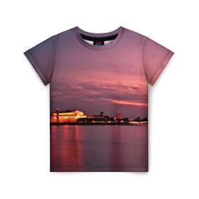 Детская футболка 3D с принтом Санкт-Петербург в Кировске, 100% гипоаллергенный полиэфир | прямой крой, круглый вырез горловины, длина до линии бедер, чуть спущенное плечо, ткань немного тянется | Тематика изображения на принте: город | пейзаж