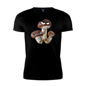 Мужская футболка премиум с принтом Грибы с Рязани в Кировске, 92% хлопок, 8% лайкра | приталенный силуэт, круглый вырез ворота, длина до линии бедра, короткий рукав | anime | rzn | аниме | глаза | гриб | грибы | грибы с глазами | рзн | рязань