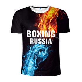 Мужская футболка 3D спортивная с принтом Boxing Russia в Кировске, 100% полиэстер с улучшенными характеристиками | приталенный силуэт, круглая горловина, широкие плечи, сужается к линии бедра | boxing | boxing russia | russia | бокс | единоборства | россия | спорт